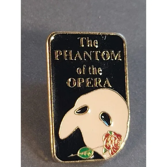 Vintage The Phantom Of The Opera The Broadway Musical Mask & Rose Lapel Pin - Picture 6 of 7